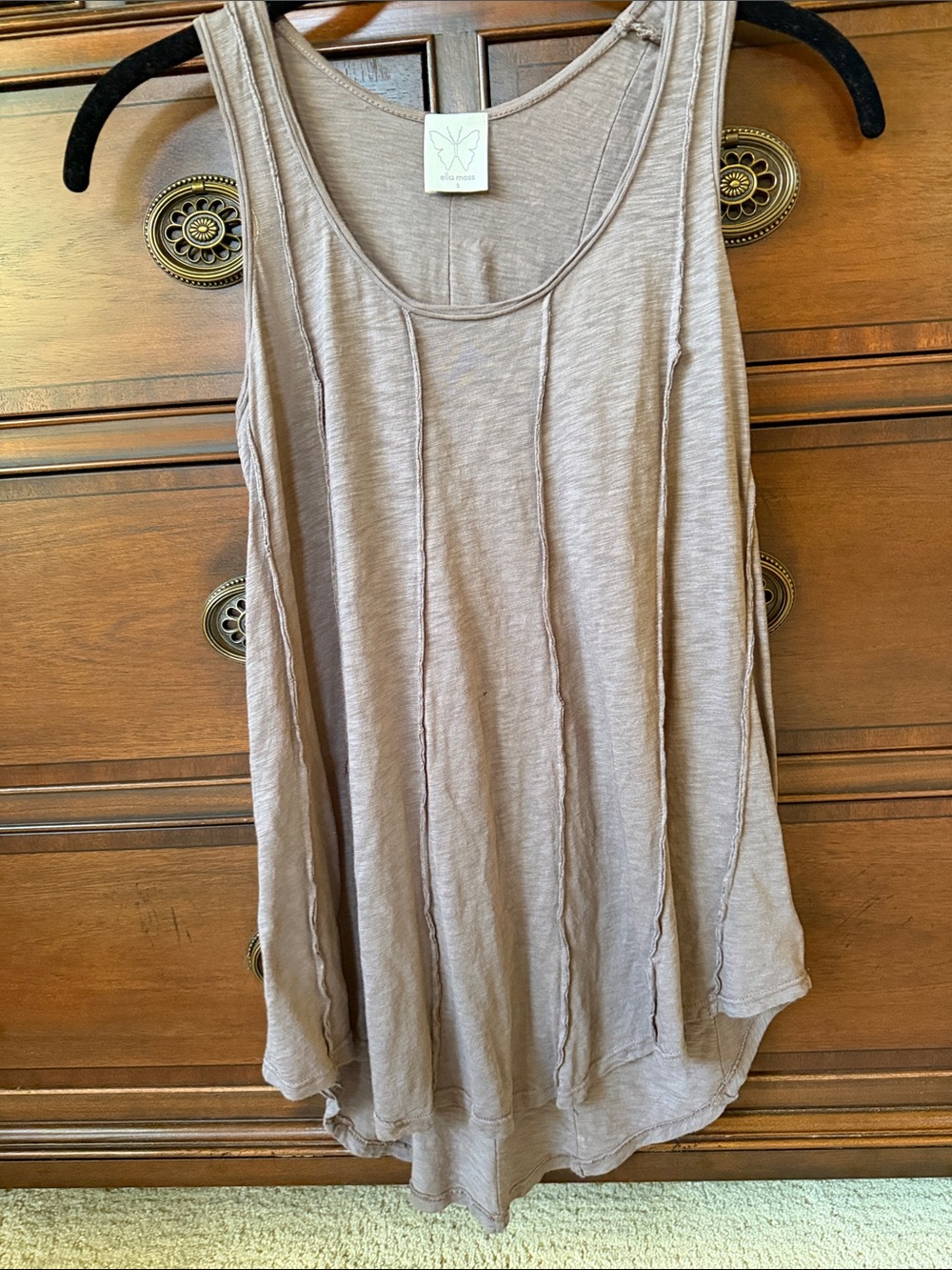 Vintage Ella Moss Taupe Flowy Tank